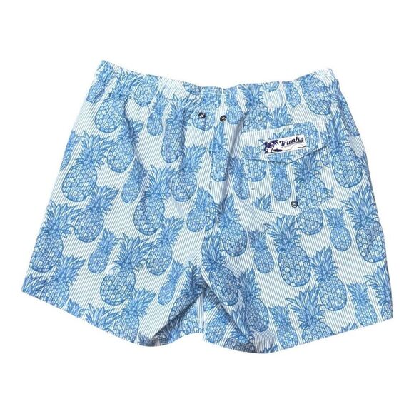 Mens Pineapple Print Swim Board Shorts Trunks Surf & Swim Co. Blue & White M - Picture 3 of 6